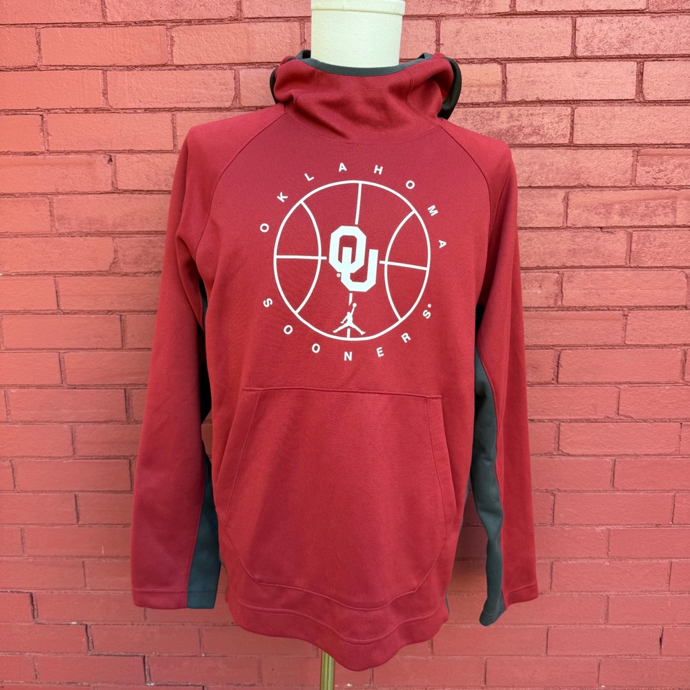 Jordan Oklahoma Sooners Basketball Jumpman Hoodie Pullover Mens Medium Maroon